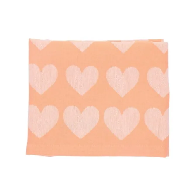 Bunzlau Castle Hearts theedoek 65 x 65 cm katoen oranje