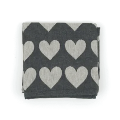 Bunzlau Castle Hearts theedoek 65 x 65 cm katoen zwart