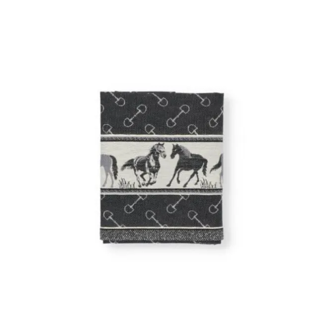 Bunzlau Castle Horse theedoek 65 x 65 cm katoen zwart