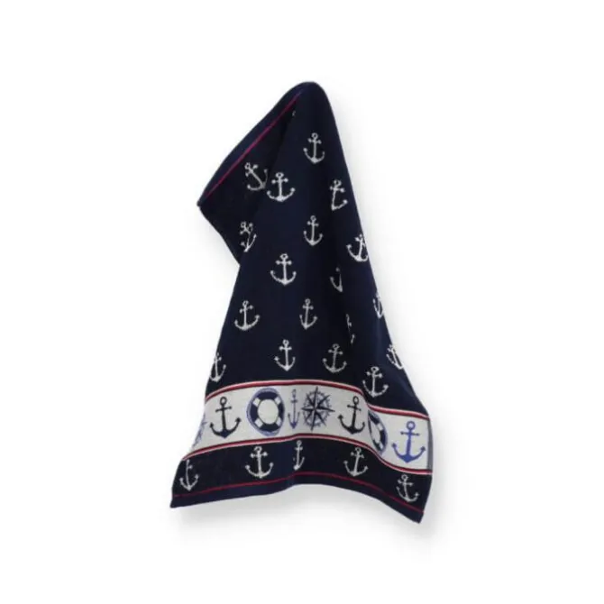 Bunzlau Castle Maritime handdoek 53 x 60 cm katoen donkerblauw