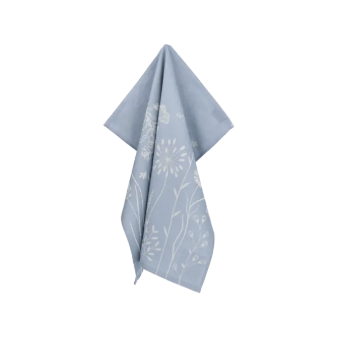 Bunzlau Castle Wild Flowers Grey-Blue theedoek 65 x 65 cm