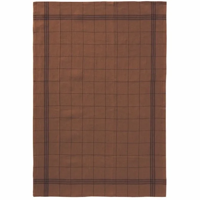 Charvet BISTROT theedoek 51 x 80 cm linnen geblokt Sage