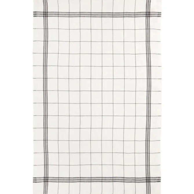 Charvet BISTROT theedoek 51 x 80 cm linnen geblokt Guimauve