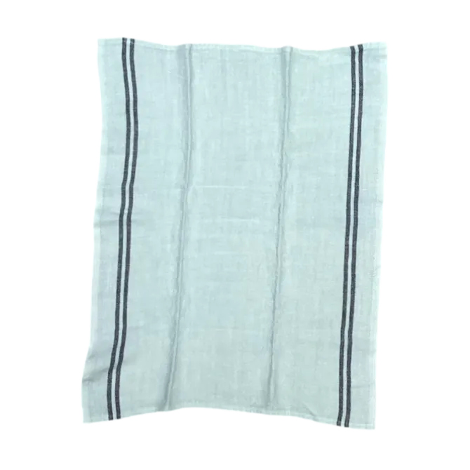 Charvet COUNTRY theedoek 52 x 70 cm linnen lichtblauw met donkere streep