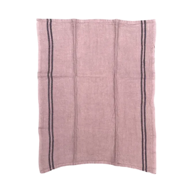 Charvet COUNTRY theedoek 52 x 70 cm linnen pink met donkere streep