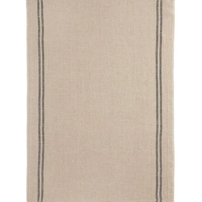 Charvet COUNTRY theedoek 52 x 75 cm gewassen ecru met donkere streep