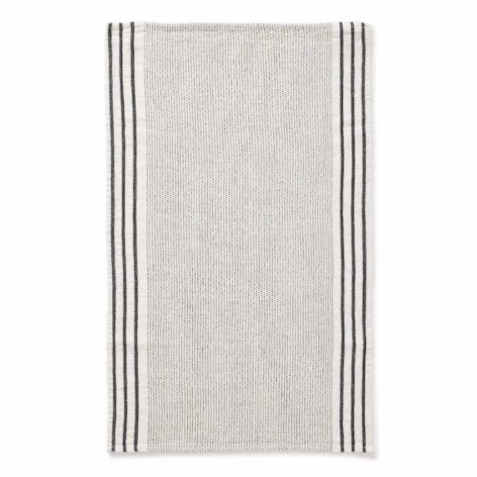Charvet Maya theedoek 70 x 43 cm linnen/katoen wit olijfgroe
