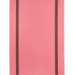 Charvet PIANO theedoek 52 x 75 cm linnen donkerroze met rode streep