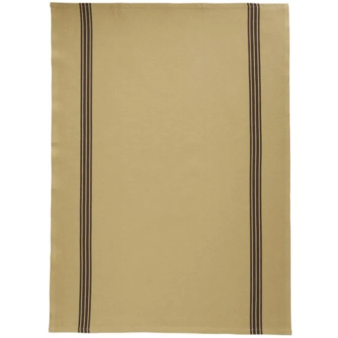 Charvet PIANO theedoek 52 x 75 cm linnen zand met donkere streep