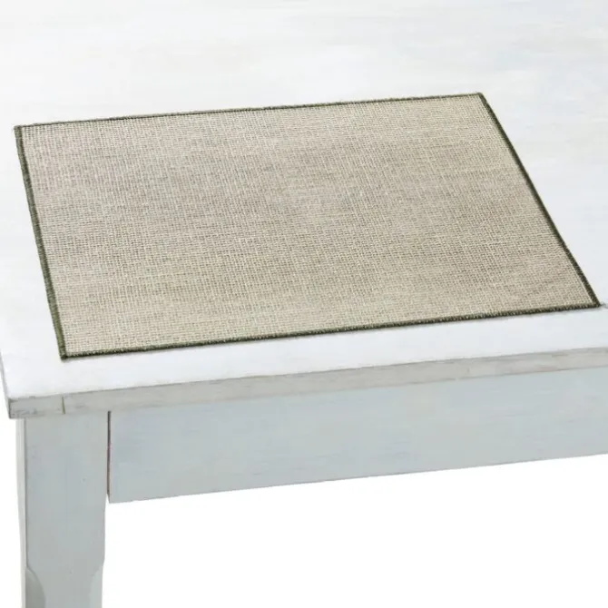 Charvet QUADRILLE placemat 45 x 35 cm gevlochten linnen zwarte rand