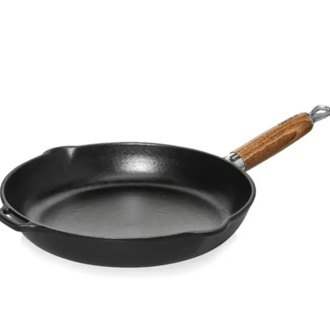 Chasseur koekenpan met houten greep ø 28 cm gietijzer mat zwart