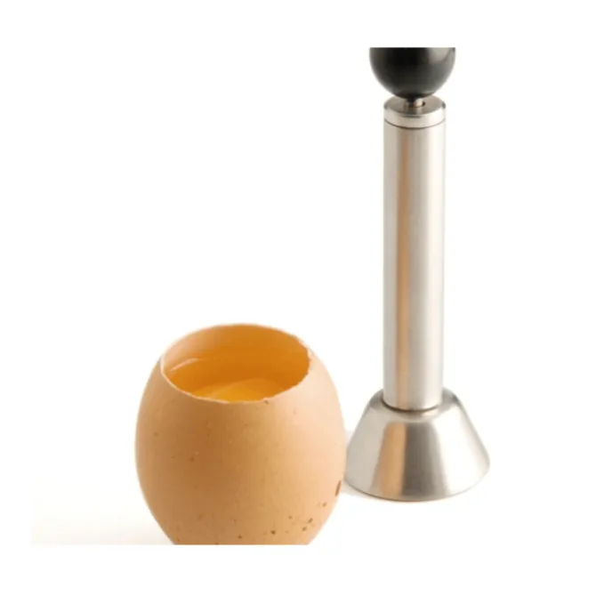 100% Chef ei-onttopper voor kwartelei 10,5 cm rvs glans