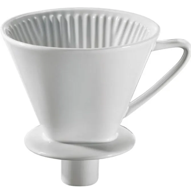Cilio koffiefilter met mondstuk maat 4 keramiek wit