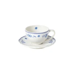 Costa Nova Vila koffiekop en schotel 260 ml aardewerk wit-bl