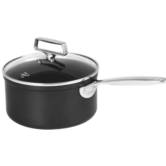 Cristel Castel'Pro Exceliss+ Ultralu sauspan met glasdeksel ø 18 cm aluminium zwart