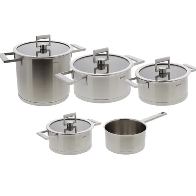 Cristel Strate Fixed pannenset met glasdeksels rvs 5-delig