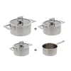 Cristel Strate Fixed pannenset met glasdeksels rvs 4-delig