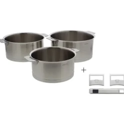 Cristel Strate Removable set kookpannen met 1 losse steelgreep en 2 zijgrepen rvs 3-delig