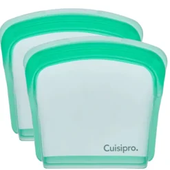 Cuisipro herbruikbare zak 13,3 x 12 cm silicone groen 2-delig