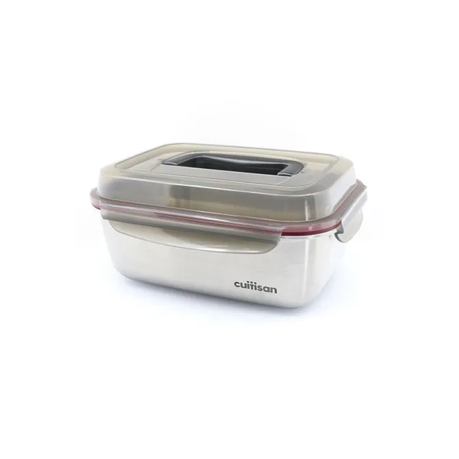 Cuitisan foodcontainer rechthoekig met handgreep 2800 ml rvs
