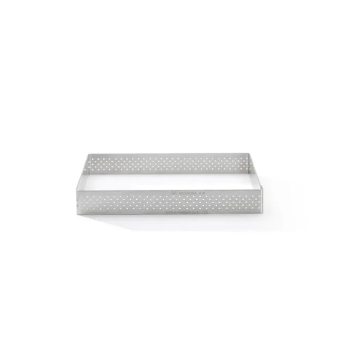 De Buyer geperforeerde taartring vierkant 15 x 15 cm 2 cm hoog rvs