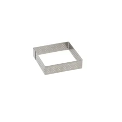 De Buyer geperforeerde taartring vierkant 8 x 8 cm 2 cm hoog rvs