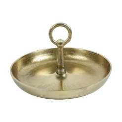 Deco Zuza plateau met handgreep M ø 31 cm antiek messing