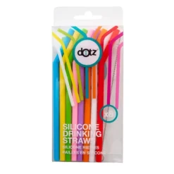 Dotz gebogen rietjes met reinigingsborstel 16,5 cm silicone 8 stuks