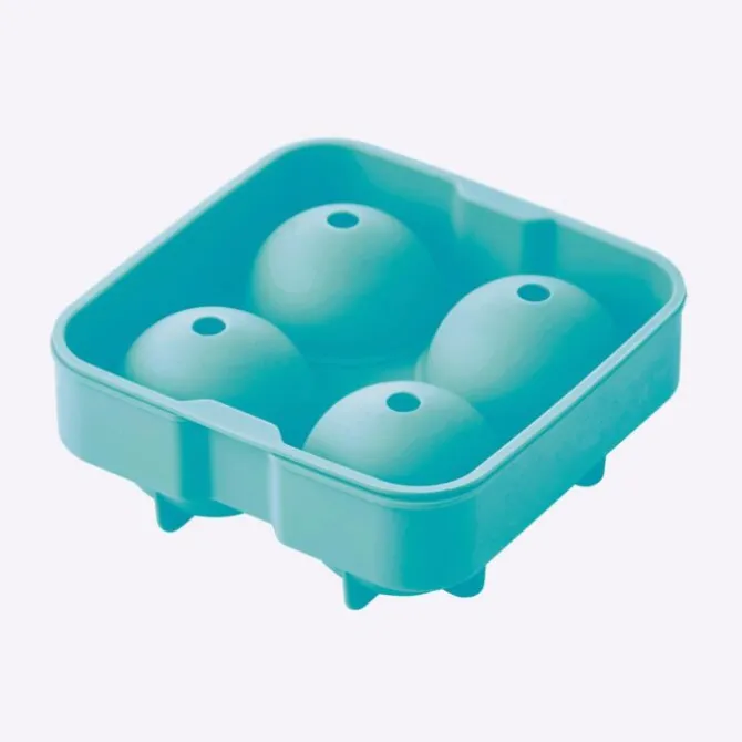Dotz ijsblokjesvorm rond 4 ijsblokken ø 6 cm silicone aquablauw
