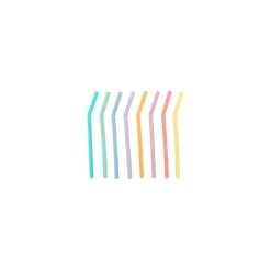 Dotz rietjes 16,5 cm 8 stuks silicone pastelkleurig