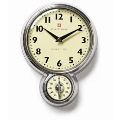 Ek Design wandklok met timer gerecycled aluminium zilver
