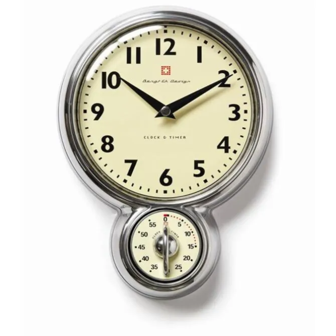 Ek Design wandklok met timer gerecycled aluminium zilver