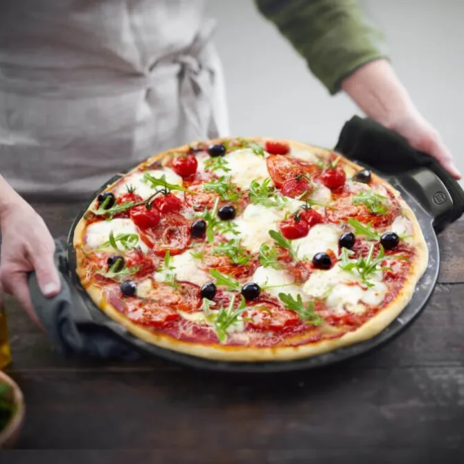 Emile Henry pizzasteen ø 37 cm keramiek Fusain
