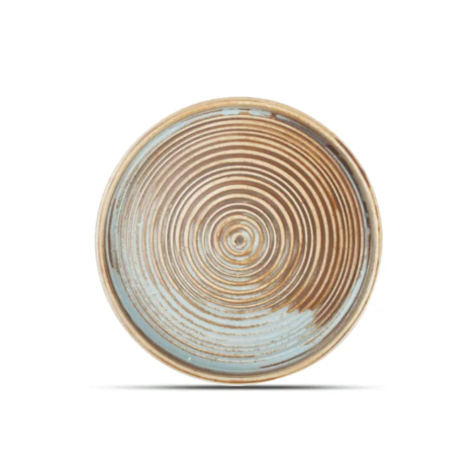 Fine2Dine Escura bord met opstaande rand ø 17,5 cm porselein bruin/groen