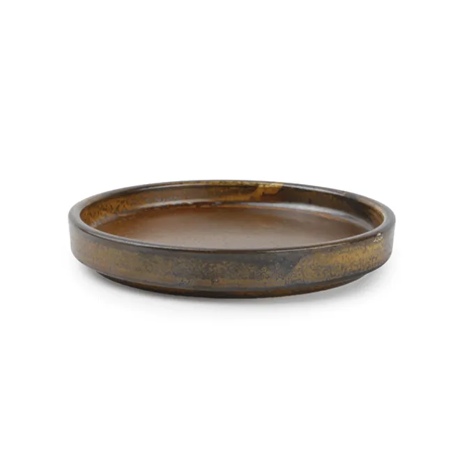 Fine2Dine Escura bord met opstaande rand ø 13,5 cm porselein donkerbruin