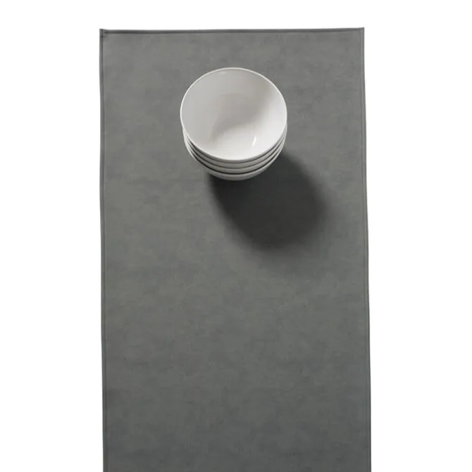 Finesse Monaco Raw tafelloper 140 x 45 cm kunstleer Storm Grey
