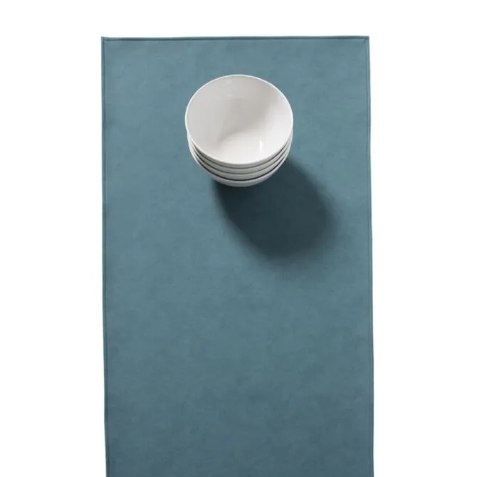 Finesse Monaco Raw tafelloper 140 x 45 cm kunstleer Petrol