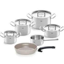 Fissler Original Profi pannenset met rvs deksels en Ceratal koekenpan rvs 6-delig