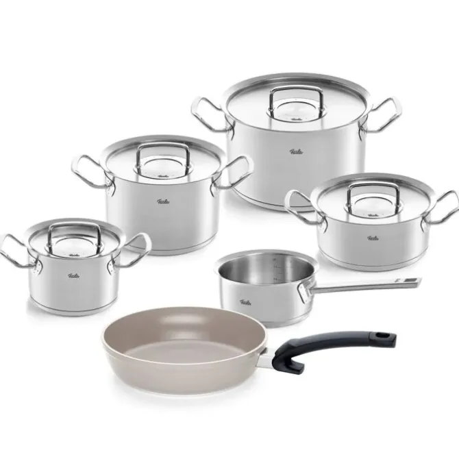 Fissler Original Profi pannenset met rvs deksels en Ceratal koekenpan rvs 6-delig