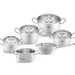 Fissler Original Profi pannenset met sauteuse, stoominzet en glasdeksel rvs 6-delig