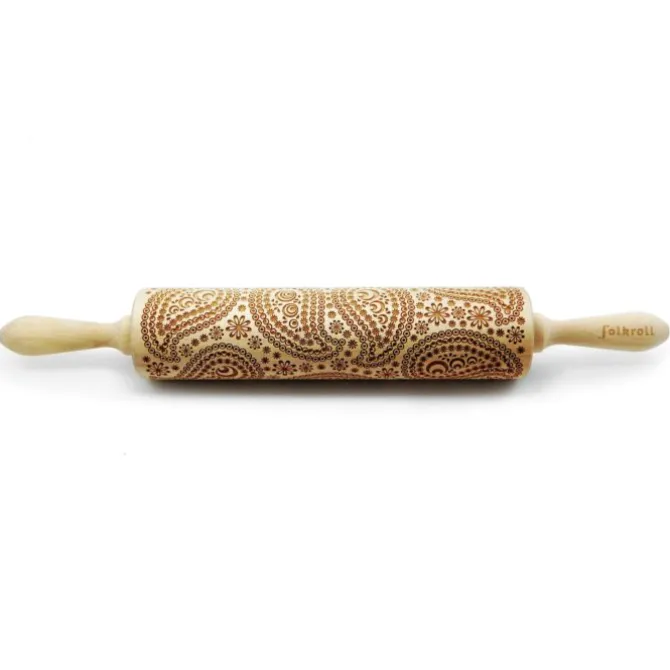 Folkroll Paisley deegroller 43 cm beukenhout