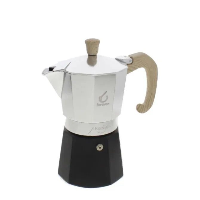 Forever Prestige Woody mokapot 6-kops aluminium mat