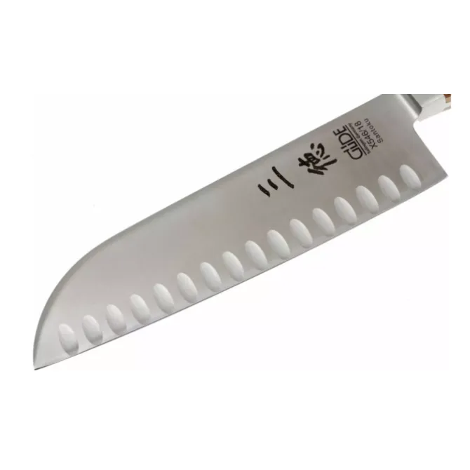 Güde Alpha Olive santoku met kuiltjes 18 cm messenstaal