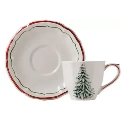 Gien Filet Noël theekop en schotel keramiek