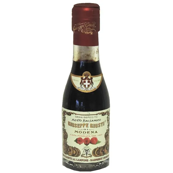 Giuseppe Giusti balsamico-azijn met framboos 12 jaar 100 ml in champagnefles