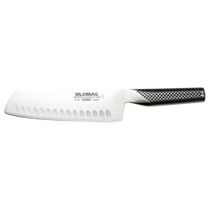 Global G81 Nakiri mes met kuiltjes 18 cm messenstaal