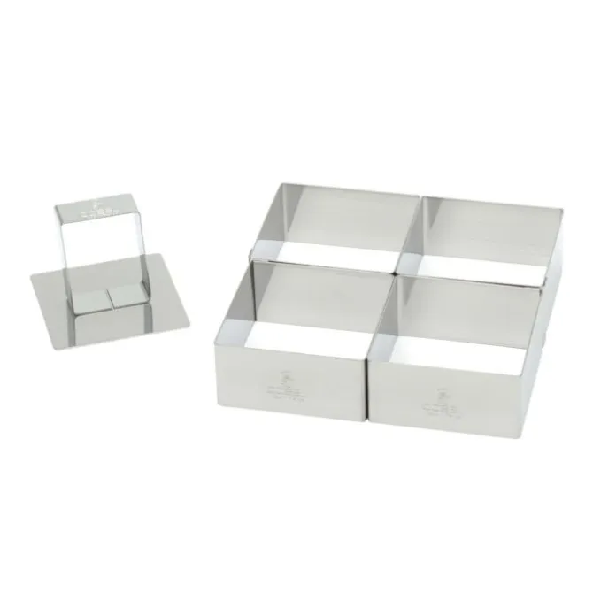 Gobel kookringset met stamper vierkant 7 cm rvs glans 5-delig
