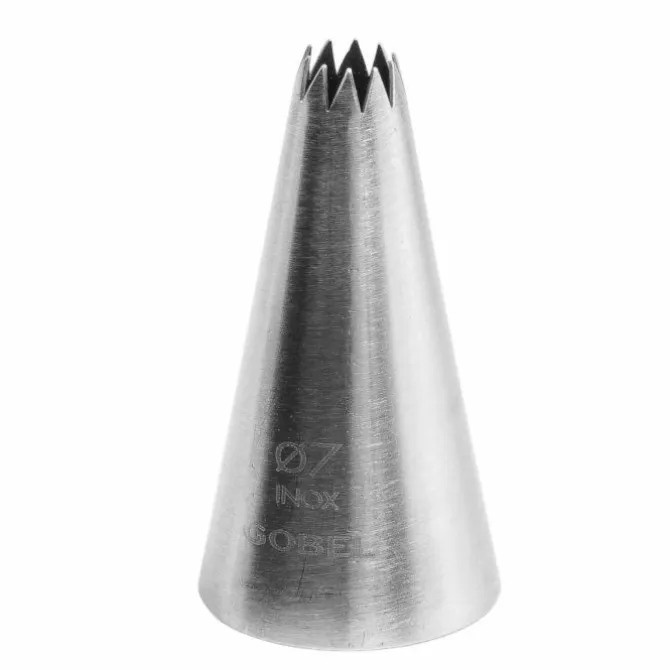 Gobel spuitmond fijne kartel 10 tandjes 7 mm rvs
