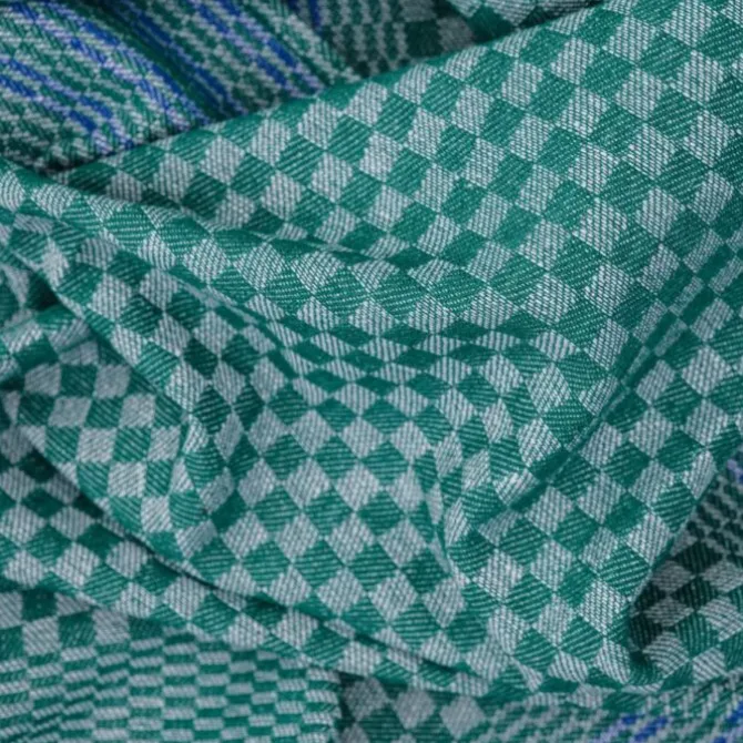 Grubentuch theedoek geblokt 50 x 100 cm linnen/katoen groen/blauw