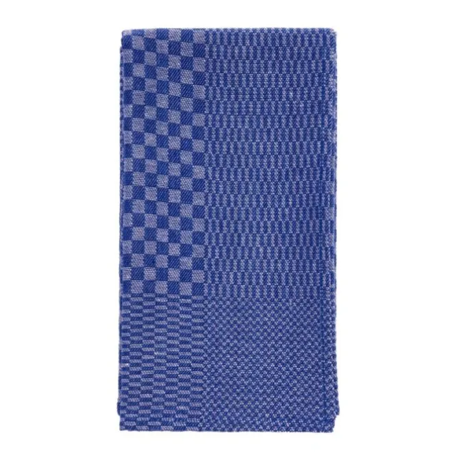Grubentuch theedoek geblokt 50 x 100 cm linnen/katoen blauw